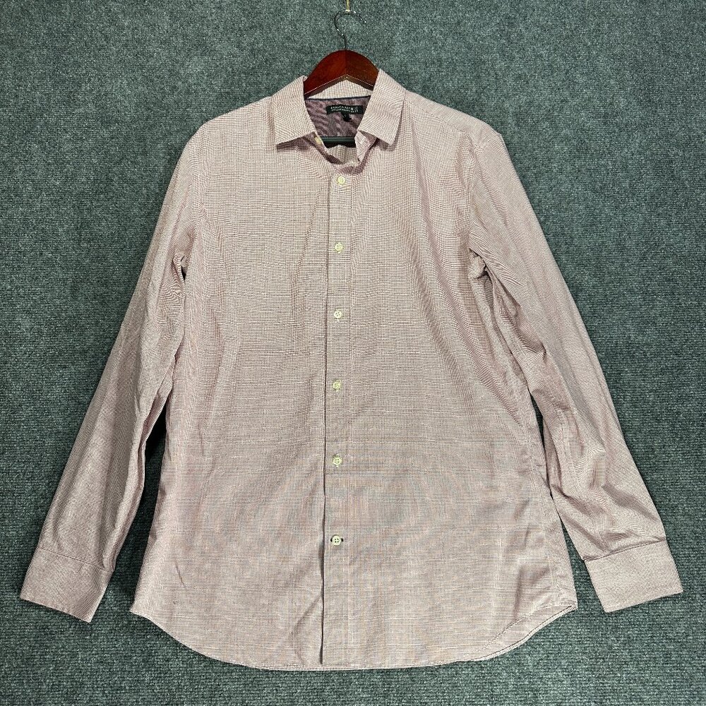 Banana Republic Shirt Mens Large Non Iron Tailored Slim Fit Red Cotton Check